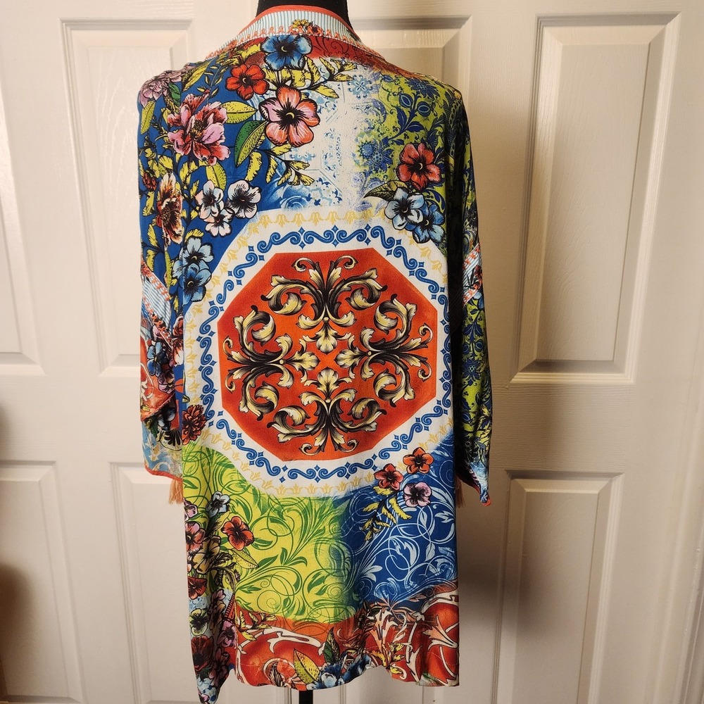 John Mark M Womens Boho Floral Embroidered Kimono Tunic Tassel Festival Concert - Picture 4 of 16